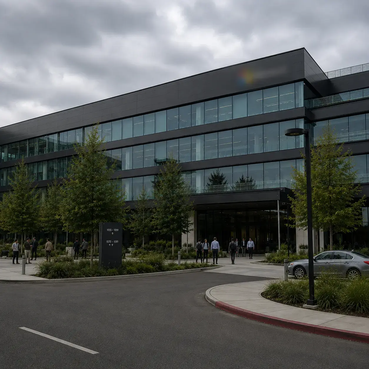 The glass and steel office building the narrator had driven past a hundred times